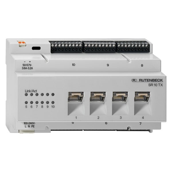 Rutenbeck Switch für REG/DIN-Montage, 10x 10/100/1000M(4x RJ45), SR 10TX GB PoE,