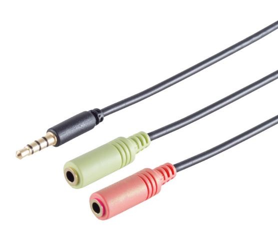 Kabel Y-Adapter, TRRS jack, Klinke, (St/2x Bu), 0,25m