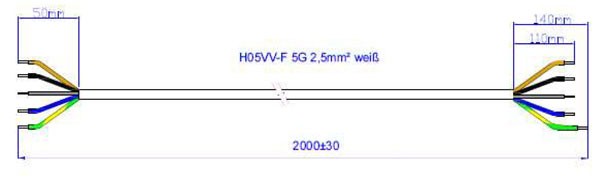 Bachmann Herdleitung H05VV-F 5G2.50 2,0 0m weiß AEH/AEH
