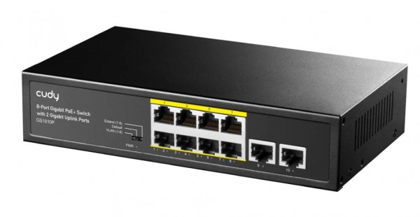 Cudy 8-Port Gigabit PoE+ Switch with 2 Gigabit Uplink Ports 120W, GS1010P