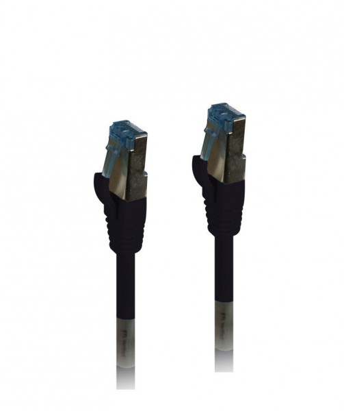 Patchkabel RJ45, CAT6A 500Mhz, 0.25m, schwarz, S-STP(S/FTP), PUR(Außen/Outdoor/Industrie), AWG26, Synergy 21